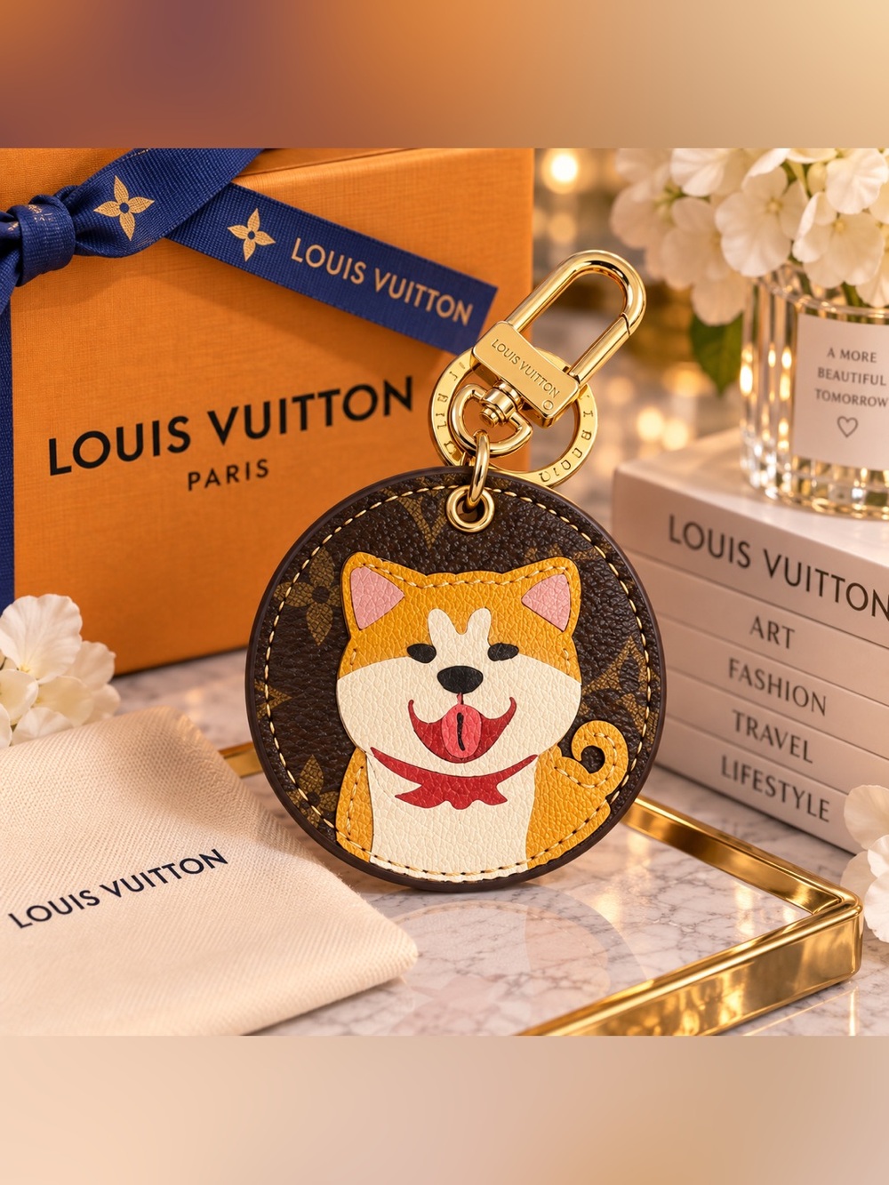 Shiba Inu Round Key Charm